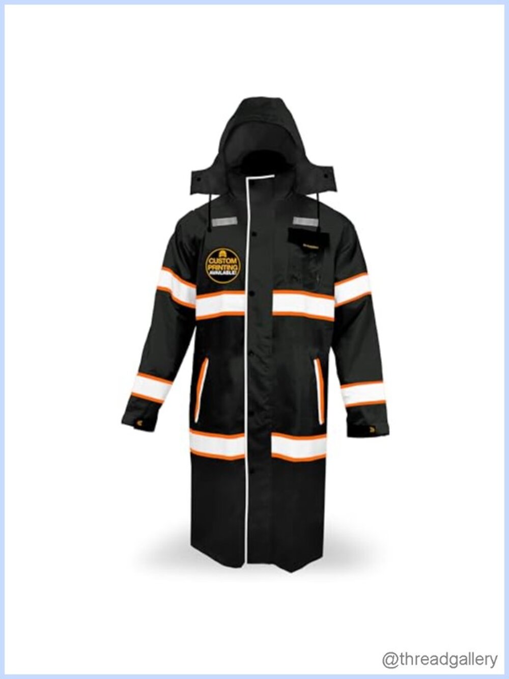 Waterproof Reflective Rain Jacket Hi Vis ANSI Class 3 Trench Coat